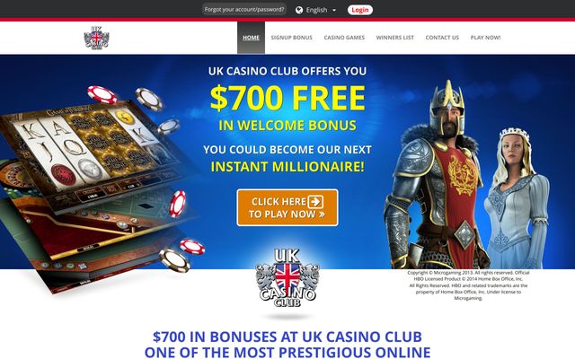 UK Casino Clubhome screen