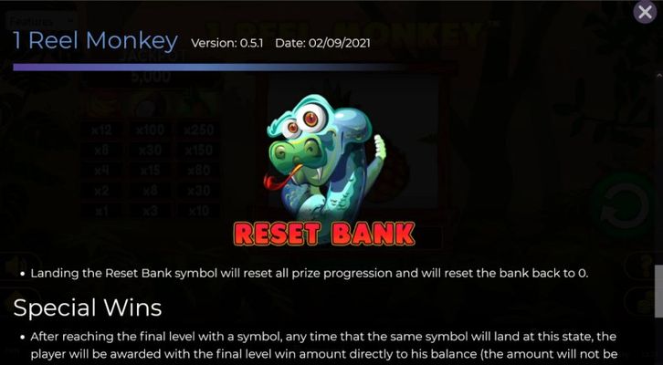 Landing a snake symbol resets the bank to zero