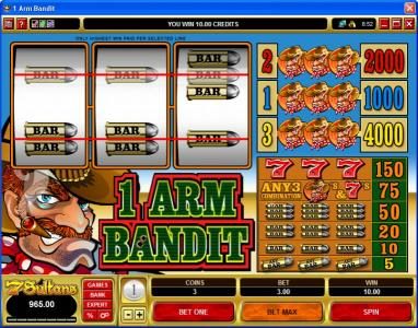 1 Arm Bandit Slot Game 2 Pay Line Win