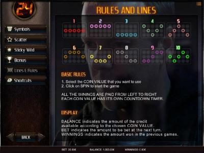 Game Rules and Payline Diagrams