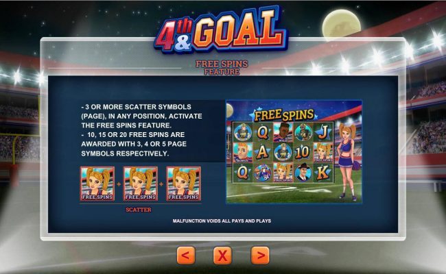 Free Spins Feature Rules - 3 or more scatter symbols in any position activate the Free Spins feature.