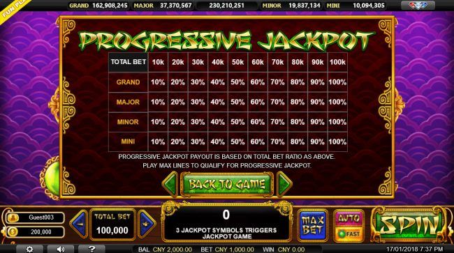 Progressive Jackpot Pays