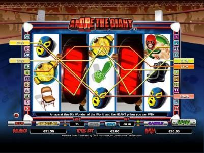 a $90 jackpot triggered by multiple winning paylines