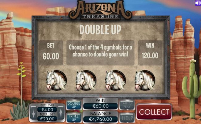 Double Up - Choose 1 of the 4 symbols for a chance to double your win!