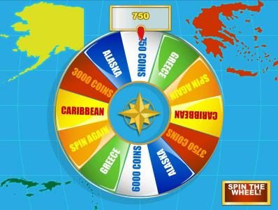 bonus feature game board - a spiinng the wheel we landed on a 750 coin jackpot payout