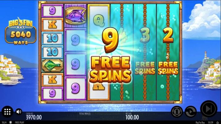 9 free spins awarded