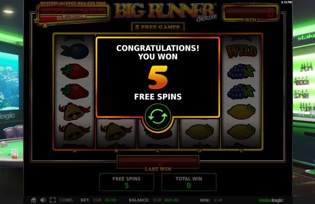 5 Free Spins Awarded