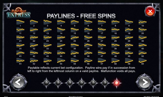 Paylines 1-60 Free Spins