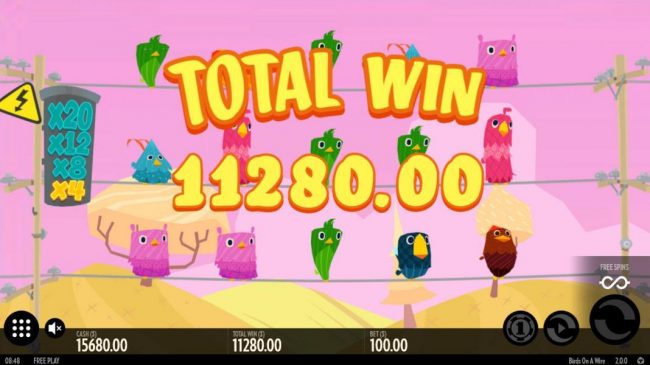 The Bonus Game Free Spins feature pays out a total of 11,280.00 for a mega win!