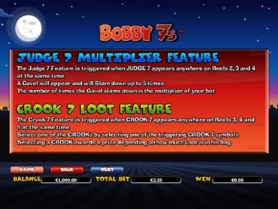 judge 7 multiplier feature and crook 7 loot feature game rules
