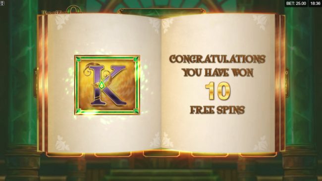 10 free spins awarded with special expanding symbol