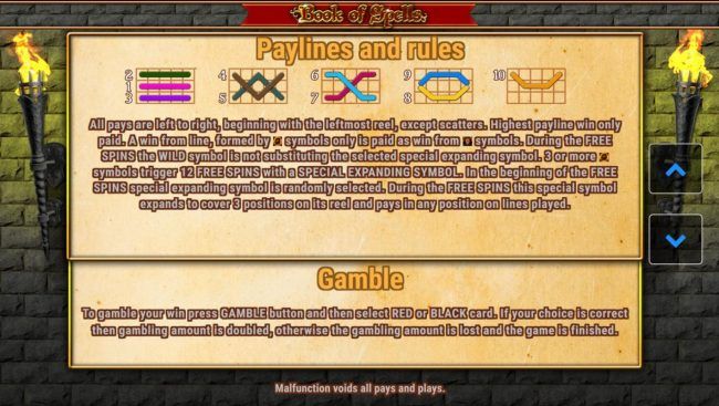 Paylines, Rules and Gamble Feature
