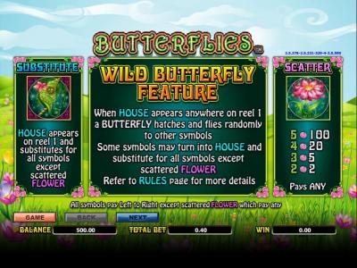 wild, scatter and bonus feature rules