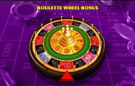 roulette wheel bonus feature game board - wheel will spin and stop on a multiplier thus determining your bonus game award