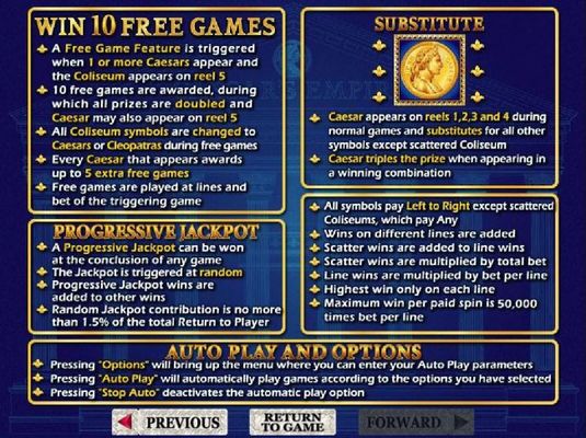 Free Games Rules, Wild Rules, Progressive Jackpot Rules and General Game Rules