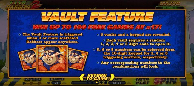 Vault Feature Rules - Win up to 190 free games at x17
