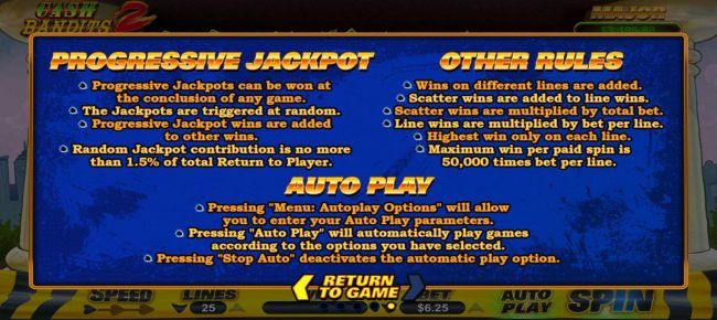 Progressive Jackpot and General Game Rules