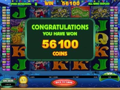 Free Spins Bonus Feature Pays Out 56,100 coins!
