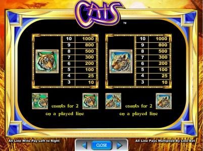 slot game symbols paytable continued.