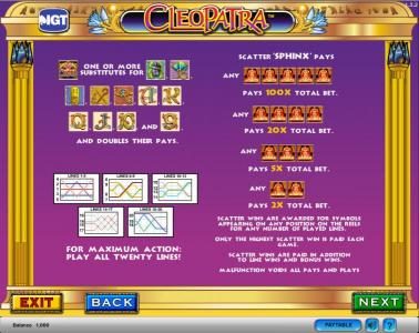 Cleopatra slot game  wilds and scatters paylines
