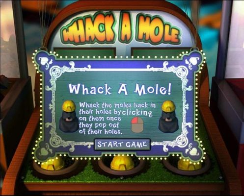 Whack A Mole - Whack the moles back in their holes by clicking on them once they pop out of their holes.
