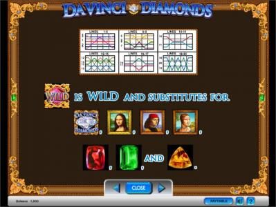 Da Vinci Diamonds slot game wild feature