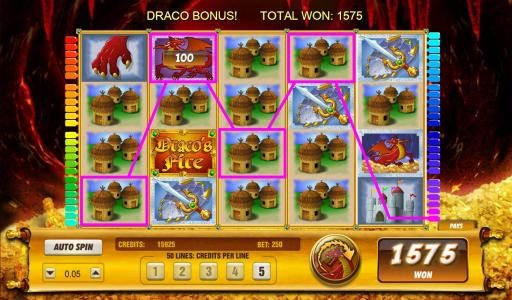 the draco bonus pays out 1575 credits for a big win