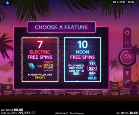 Choose your free spins feature