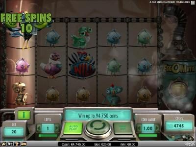 here is an example of a wild egg triggering ten free spins