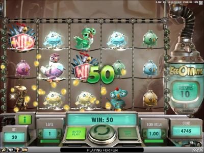50 coinjackpot triggered by a couple of wild symbols in addition to ten free spins