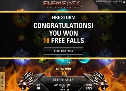 fire storm feature - 10 free falls awarded