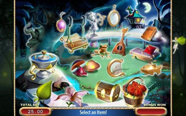 Select items to reveal monetary prize awards. Revealing the fairy ends bonus game play.