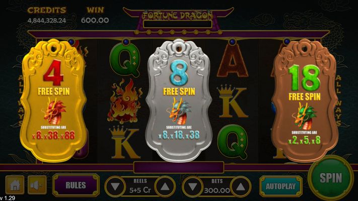 Pick one of three free spins game to play