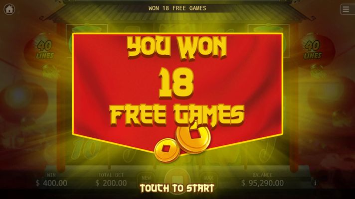 18 Free Spins Awarded