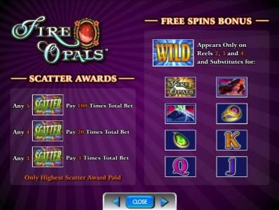 free spins bonus and scatter awards