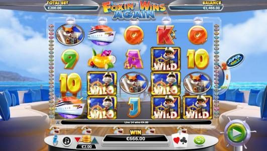 A $666 jackpot triggered by multiple winning paylines