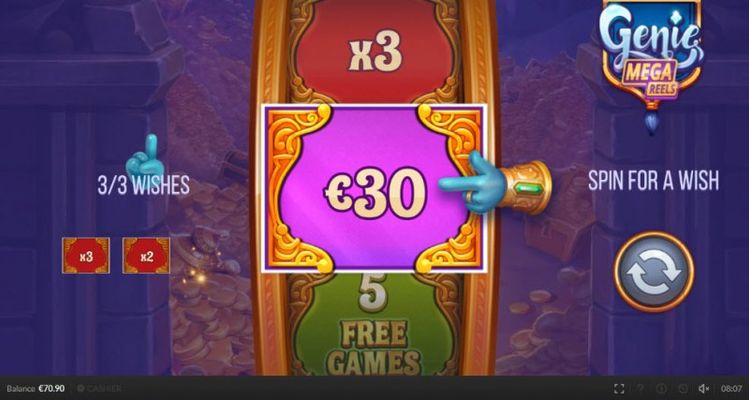 Spin the Wheel 3 times to win cash, multipliers or free games