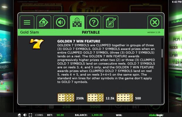 Golden 7 Win Feature