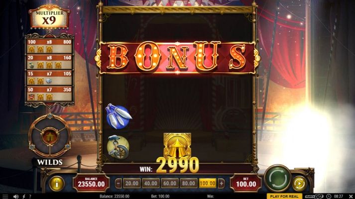 Clearing the BONUS row awards the Free Spins feature