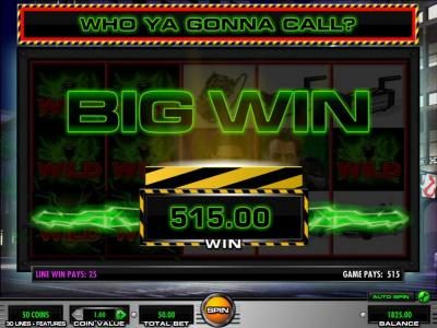 here is a multiline winning paylines triggering a 515 coin big win jackpot