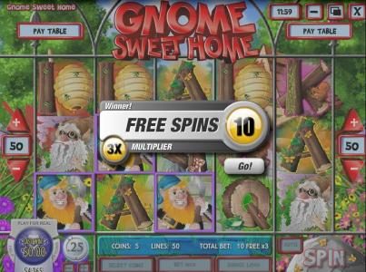 Three Gnome Symbols triggers 10 free spins
