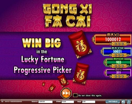 Win big in the Lucky Fortune Progressive Picker