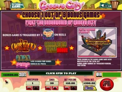 Choose 1 out of 3 bonus games. Fight the Underworld of Grove City.
