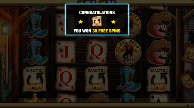 30 Free Spins awarded