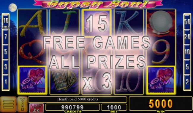 15 free games awarded with x3 multiplier