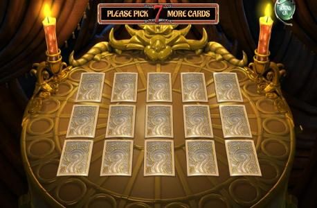 tarot bonus round game board. pick seven cards to win a prize