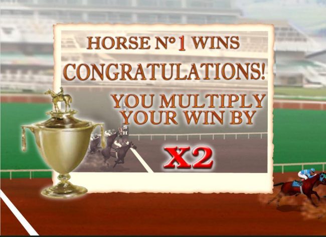 Winning horse pays a 2x multiplier.