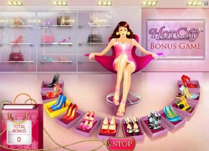 bonus feature game board - stop on the shoes you want and win a prize award