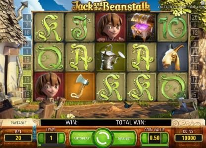 main game board five reels, twenty paylines and a chance to win up to 600000 coins