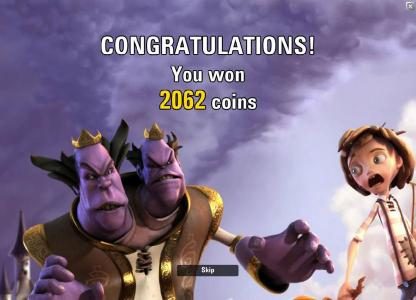 the free spins feature pays out a total of 2062 coins